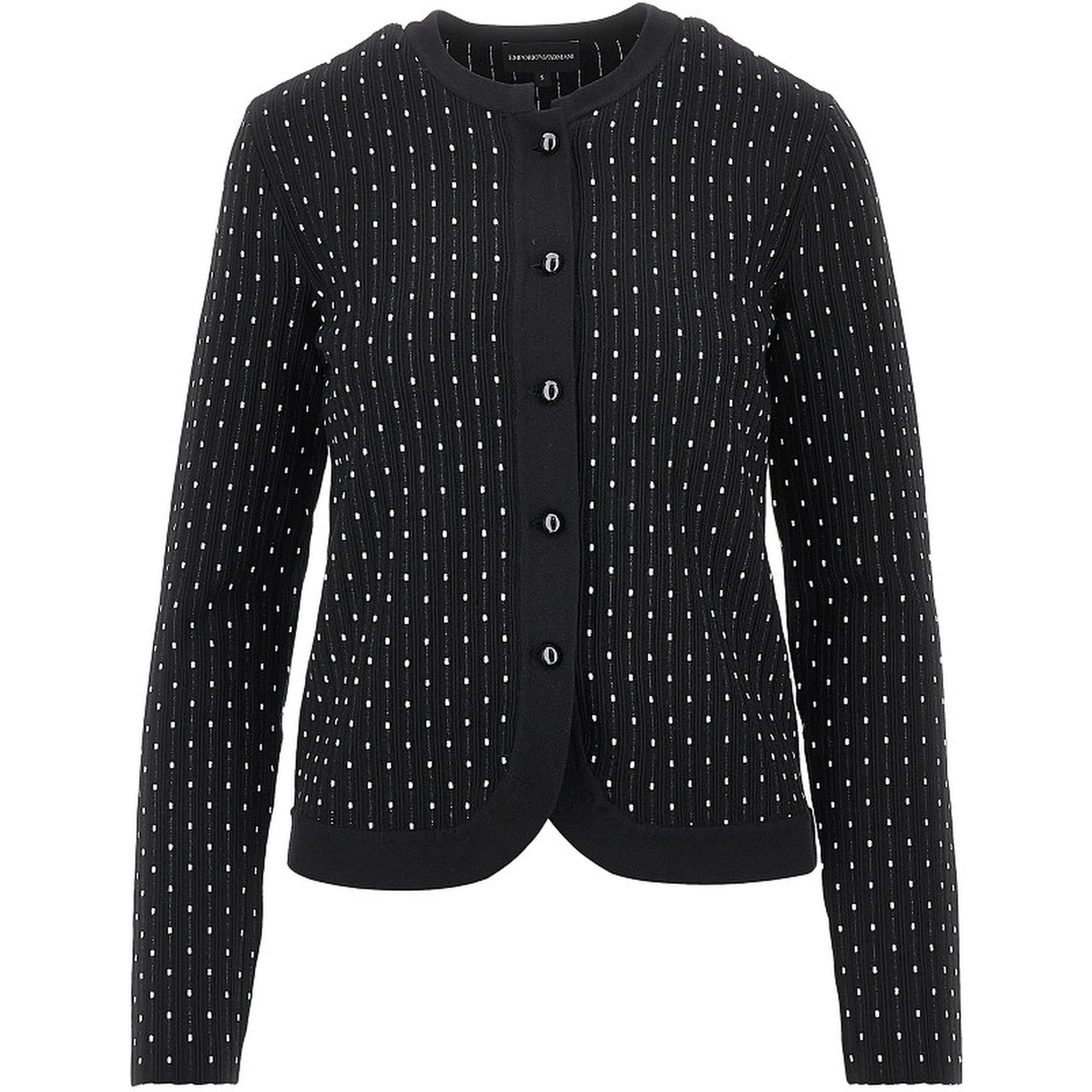 Ottoman knit crewneck cardigan