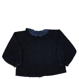 Denim blouse with logo print