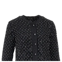 Ottoman knit crewneck cardigan