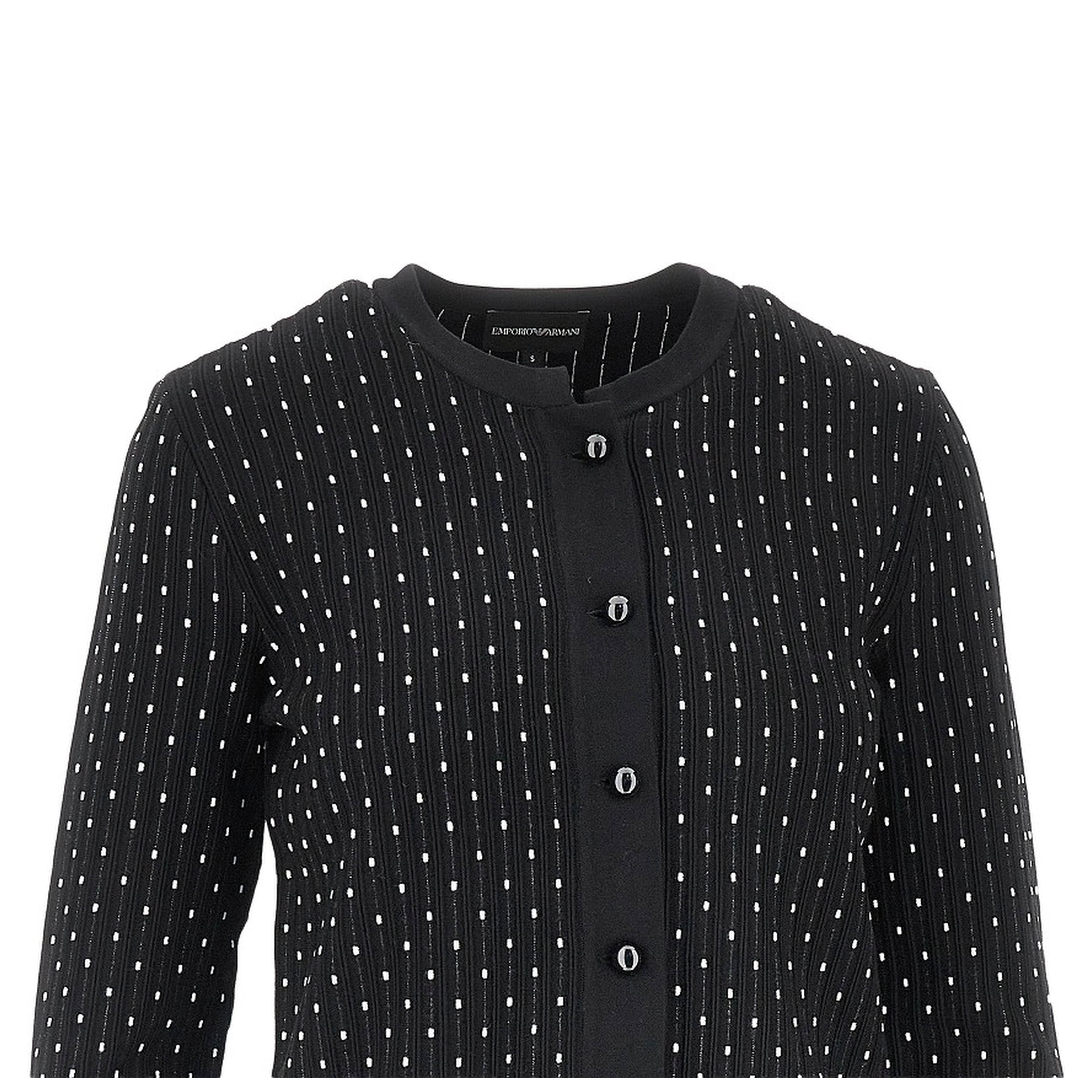 Ottoman knit crewneck cardigan