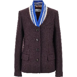 Cloth jacket with ribbed collar