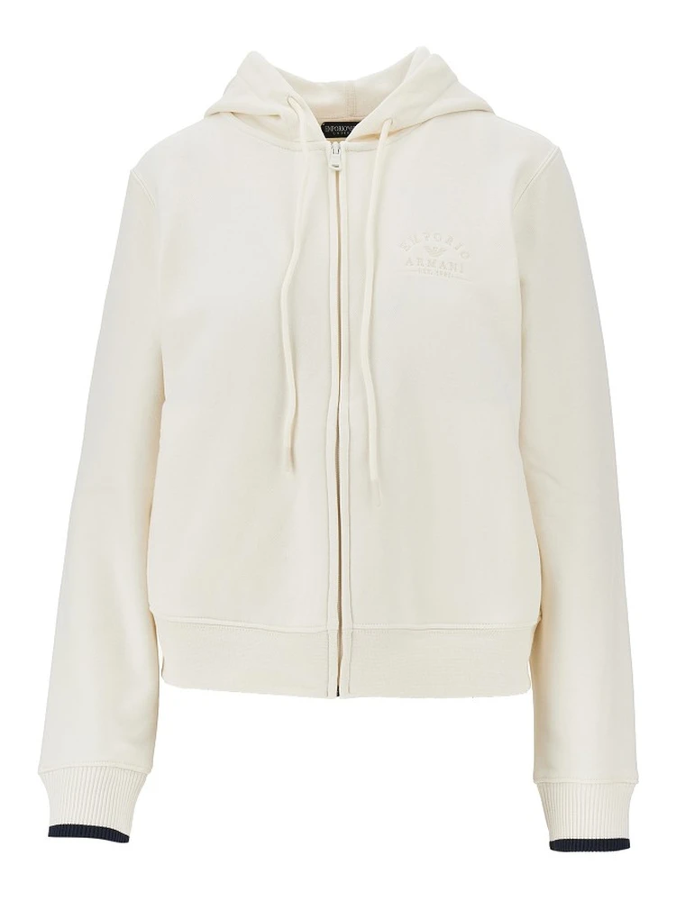 Logo embroidery full-zip hoodie