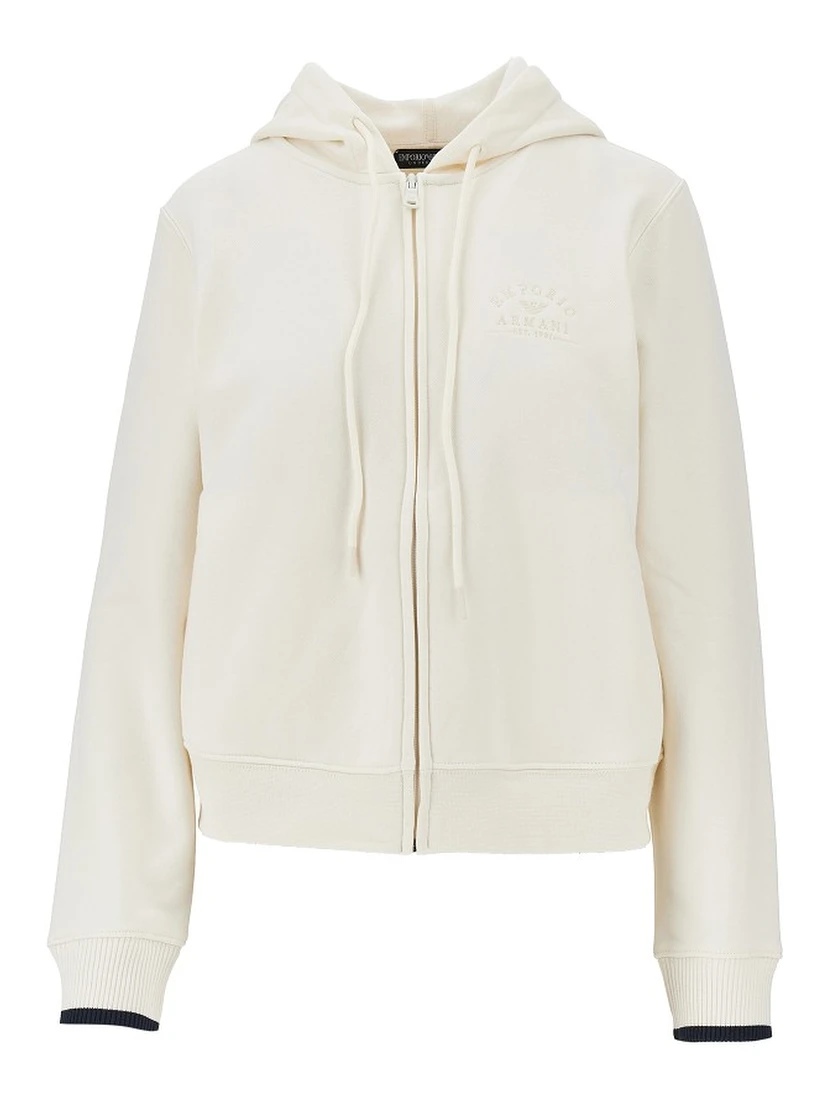 Logo embroidery full-zip hoodie