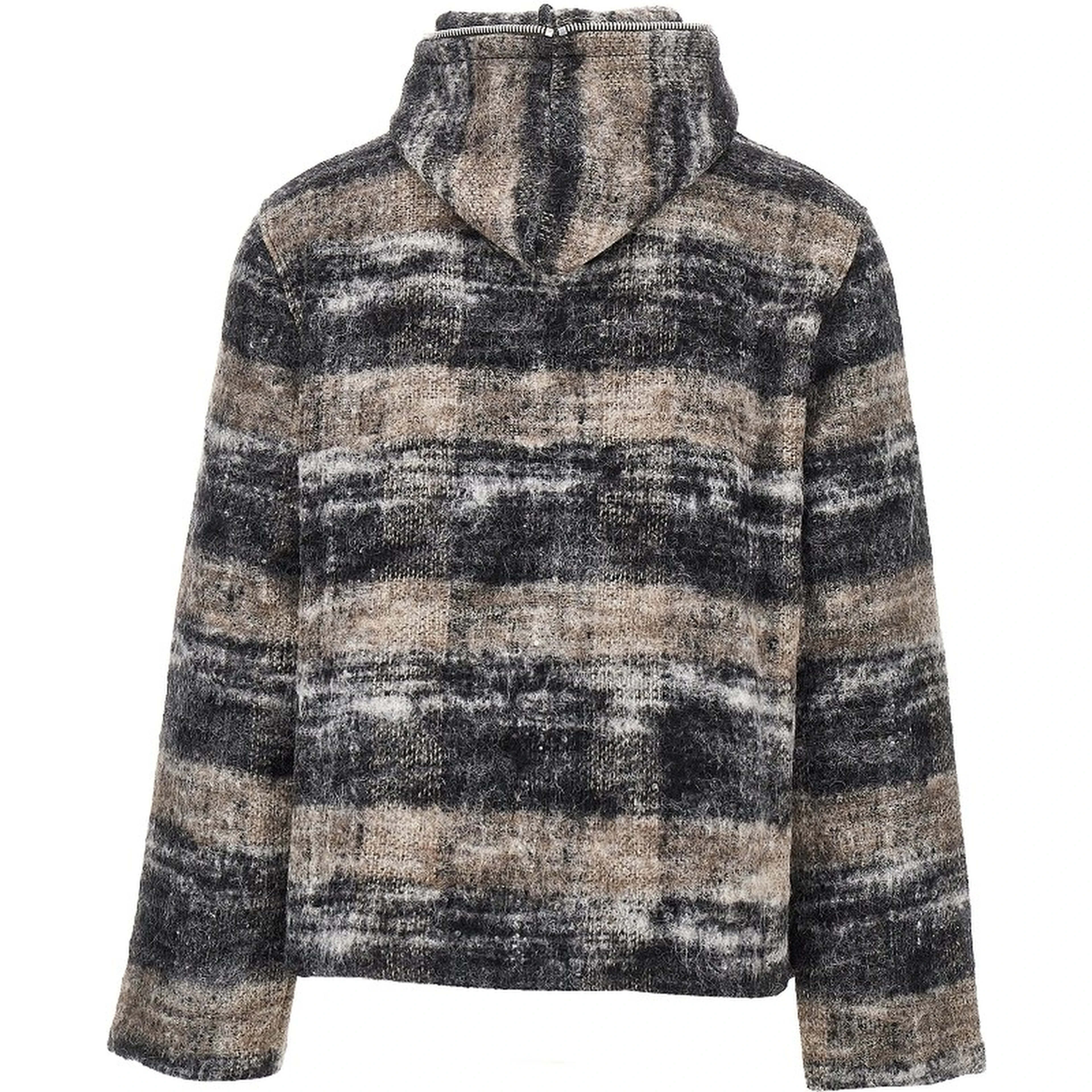 Check wool-blend full-zip hoodie