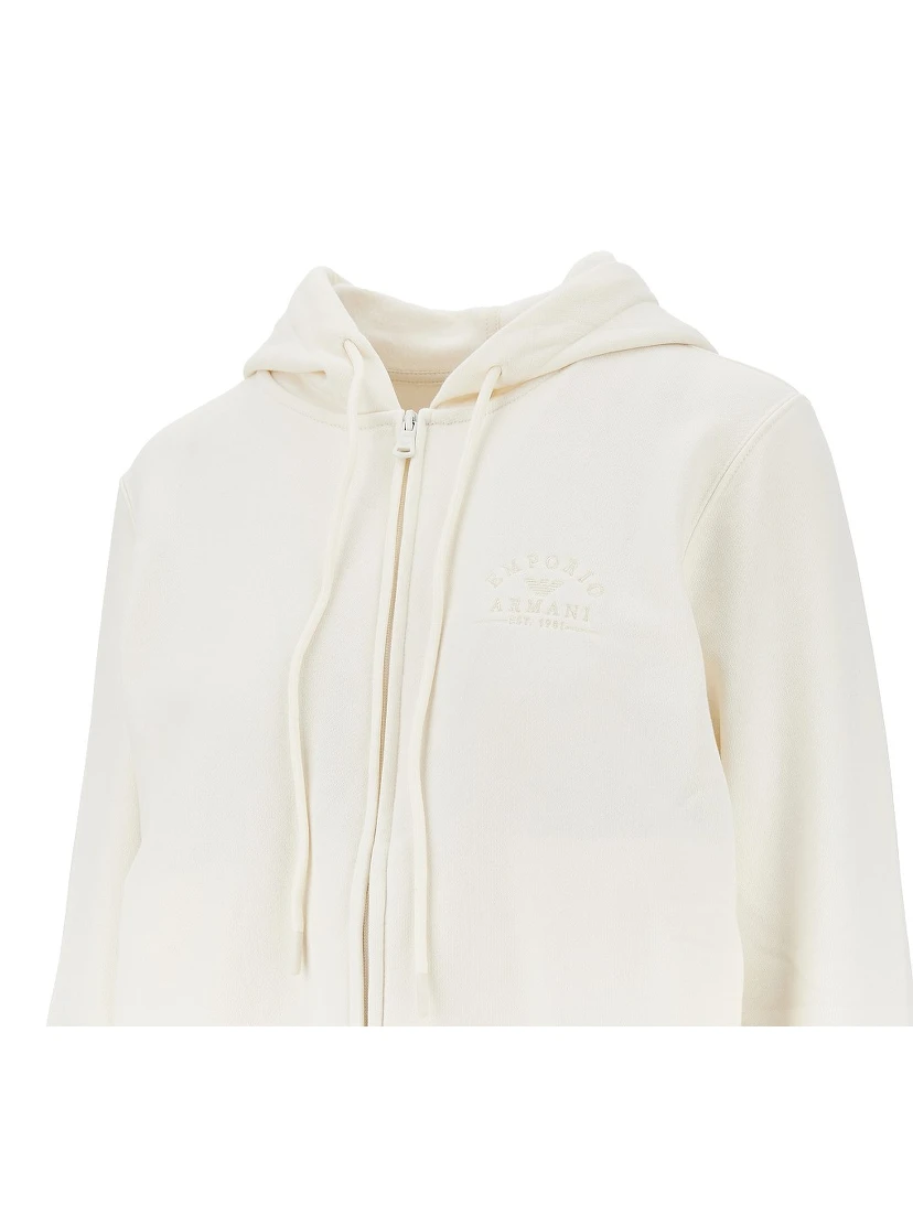 Logo embroidery full-zip hoodie