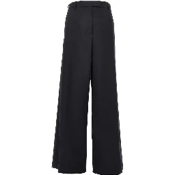Wool gabardine wide leg pants
