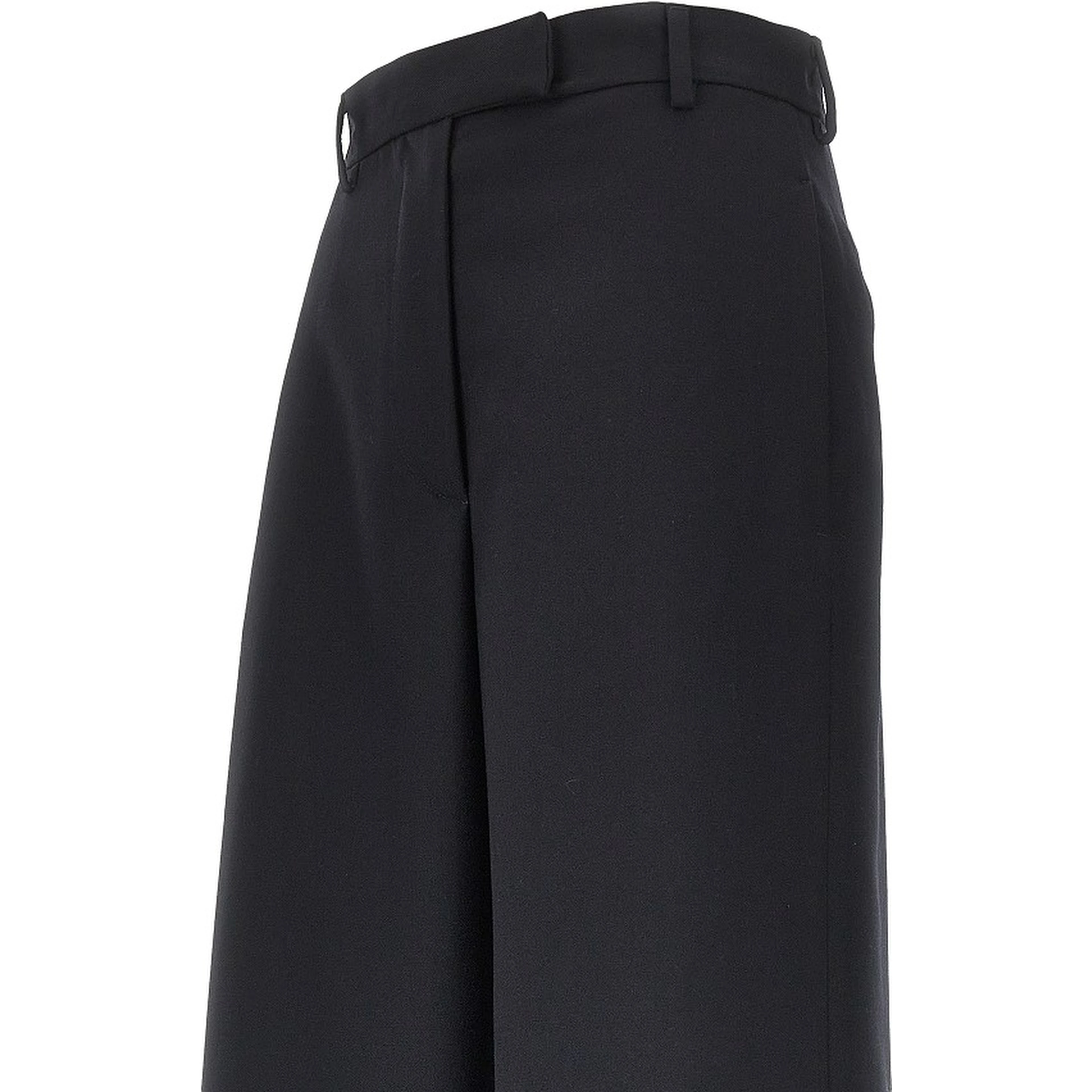 Wool gabardine wide leg pants