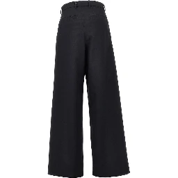 Wool gabardine wide leg pants