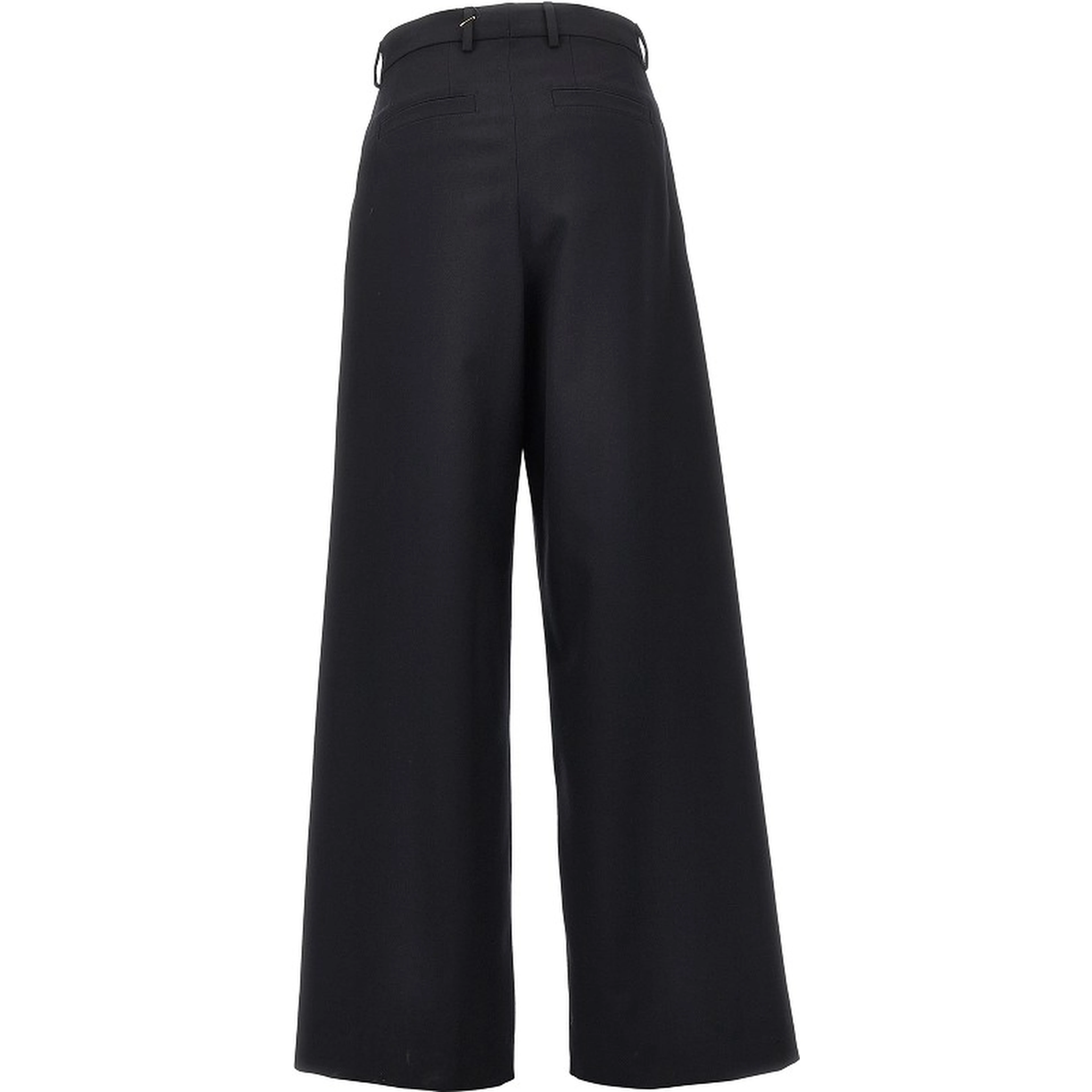Wool gabardine wide leg pants