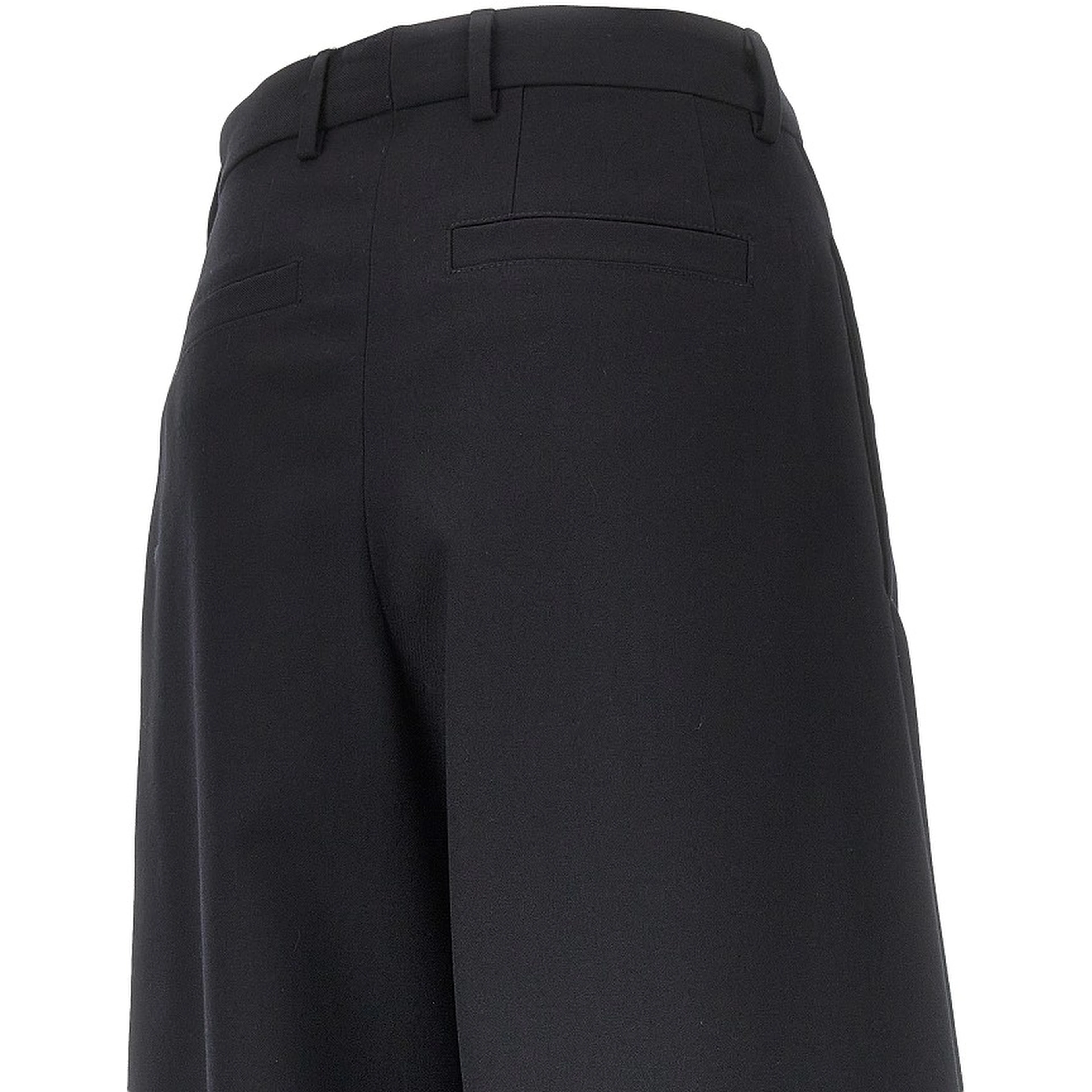 Wool gabardine wide leg pants