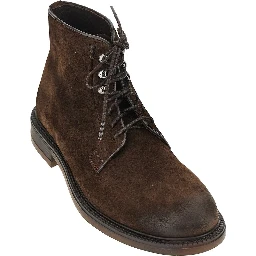 Suede leather laced boots