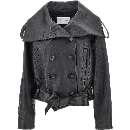 Leather double-breasted jacket