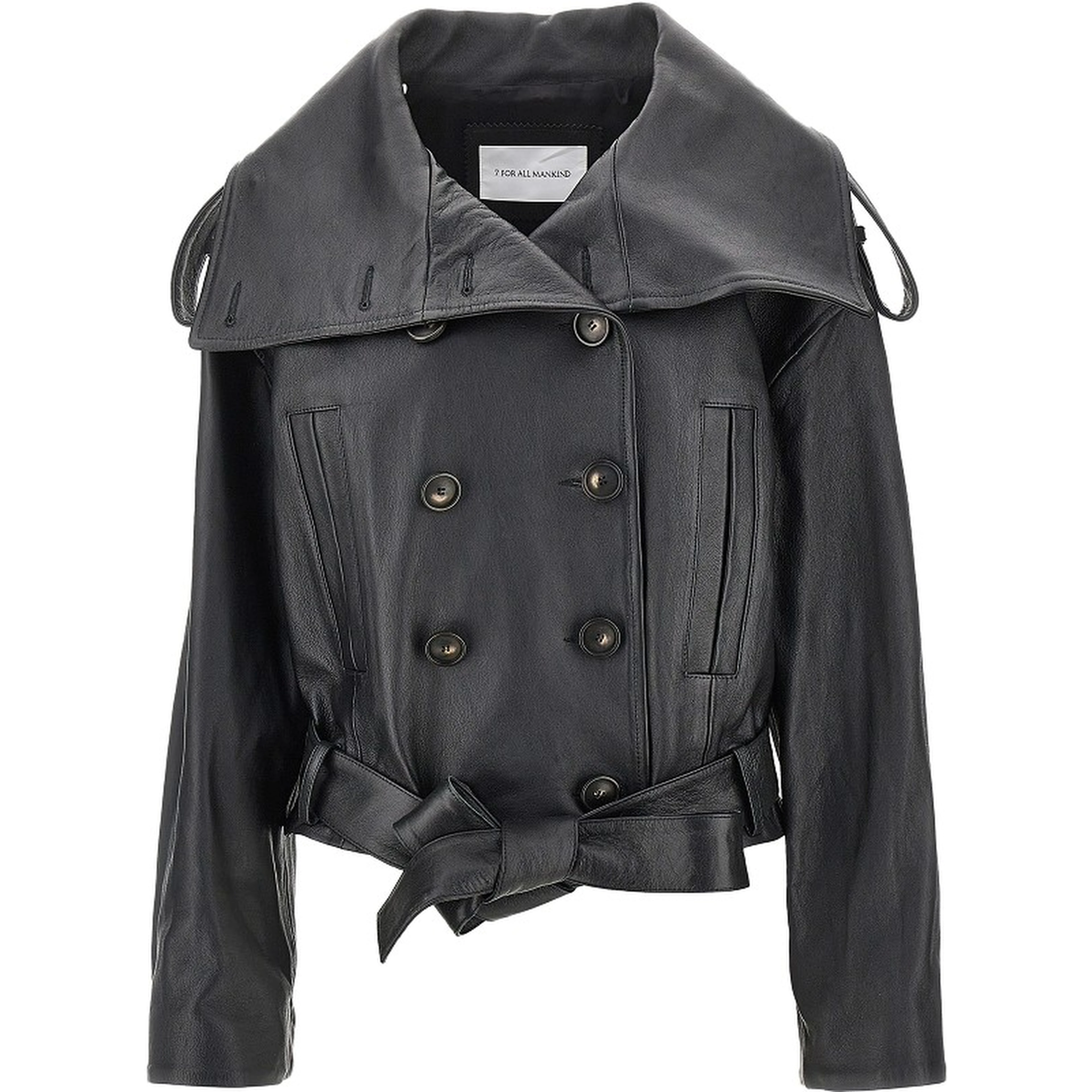 Leather double-breasted jacket