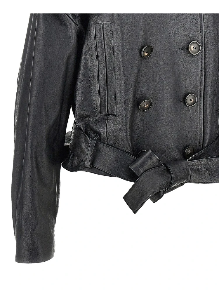 Leather double-breasted jacket alternative