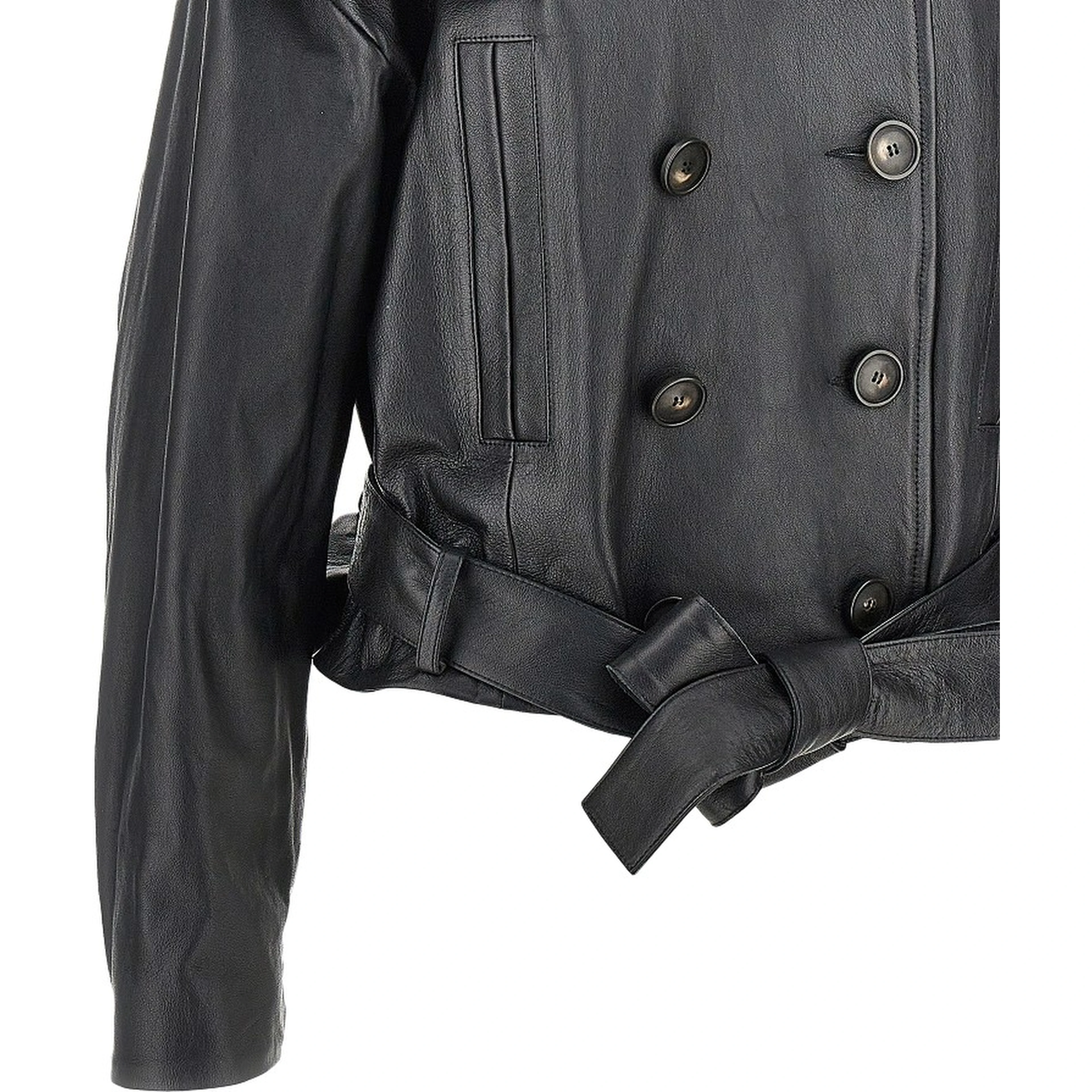 Leather double-breasted jacket