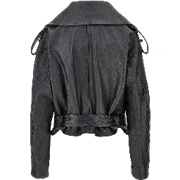 Leather double-breasted jacket