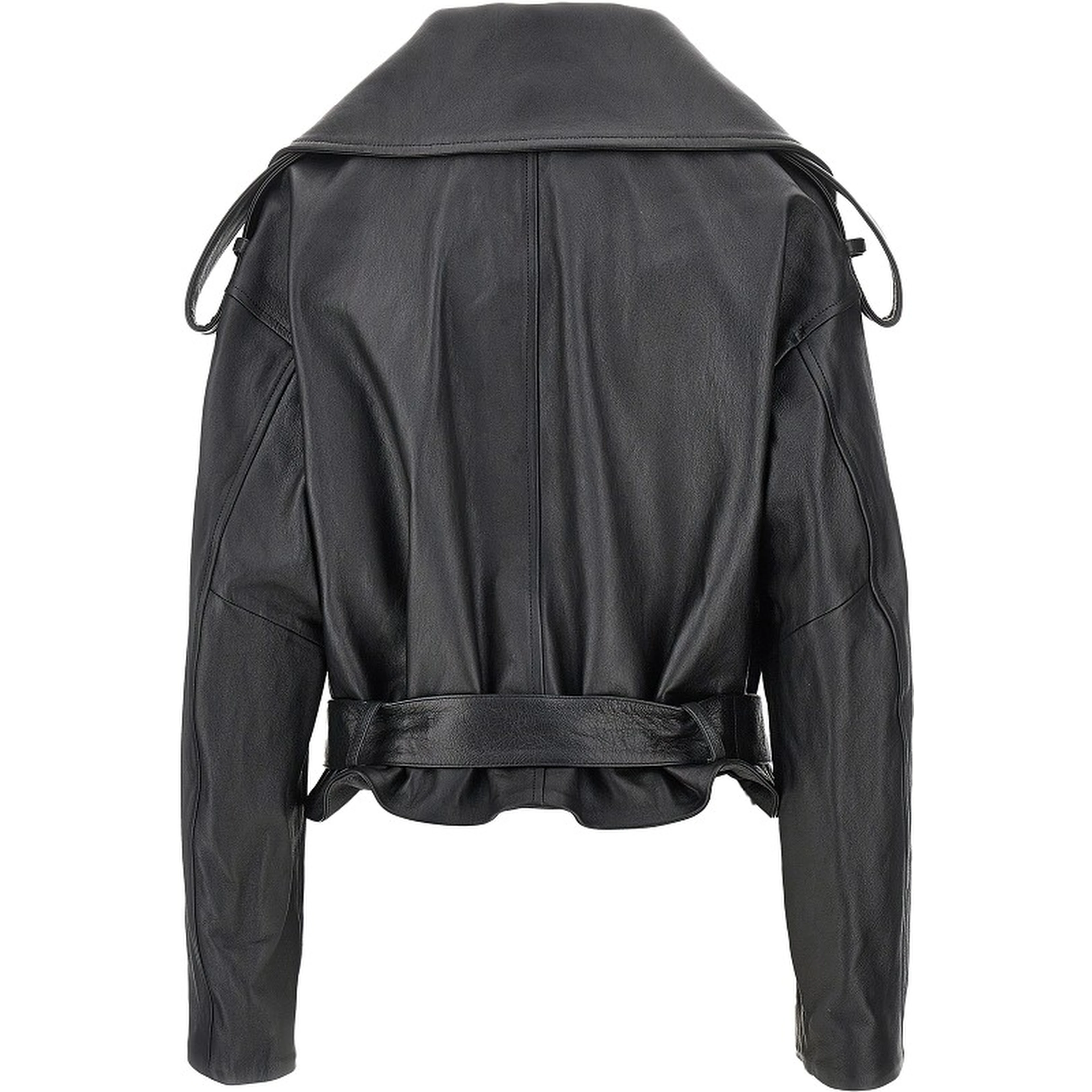 Leather double-breasted jacket