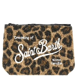 'Aline' leopard felt pouch