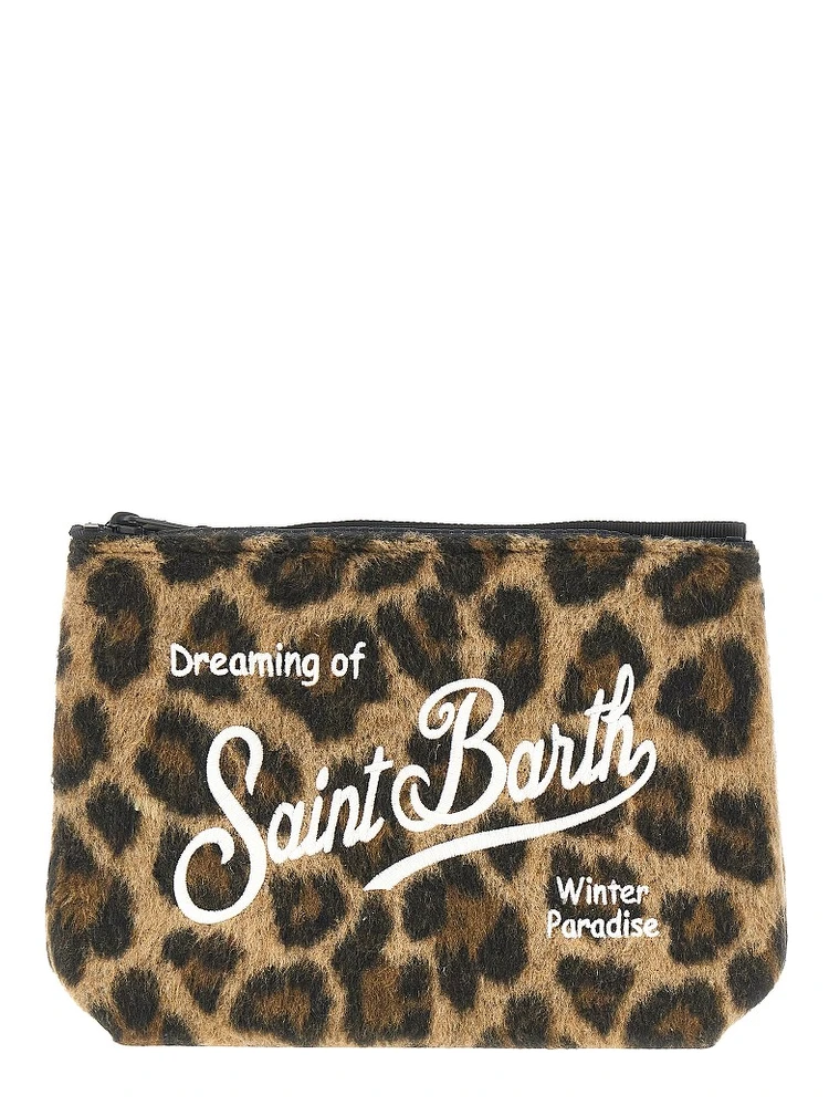 'Aline' leopard felt pouch