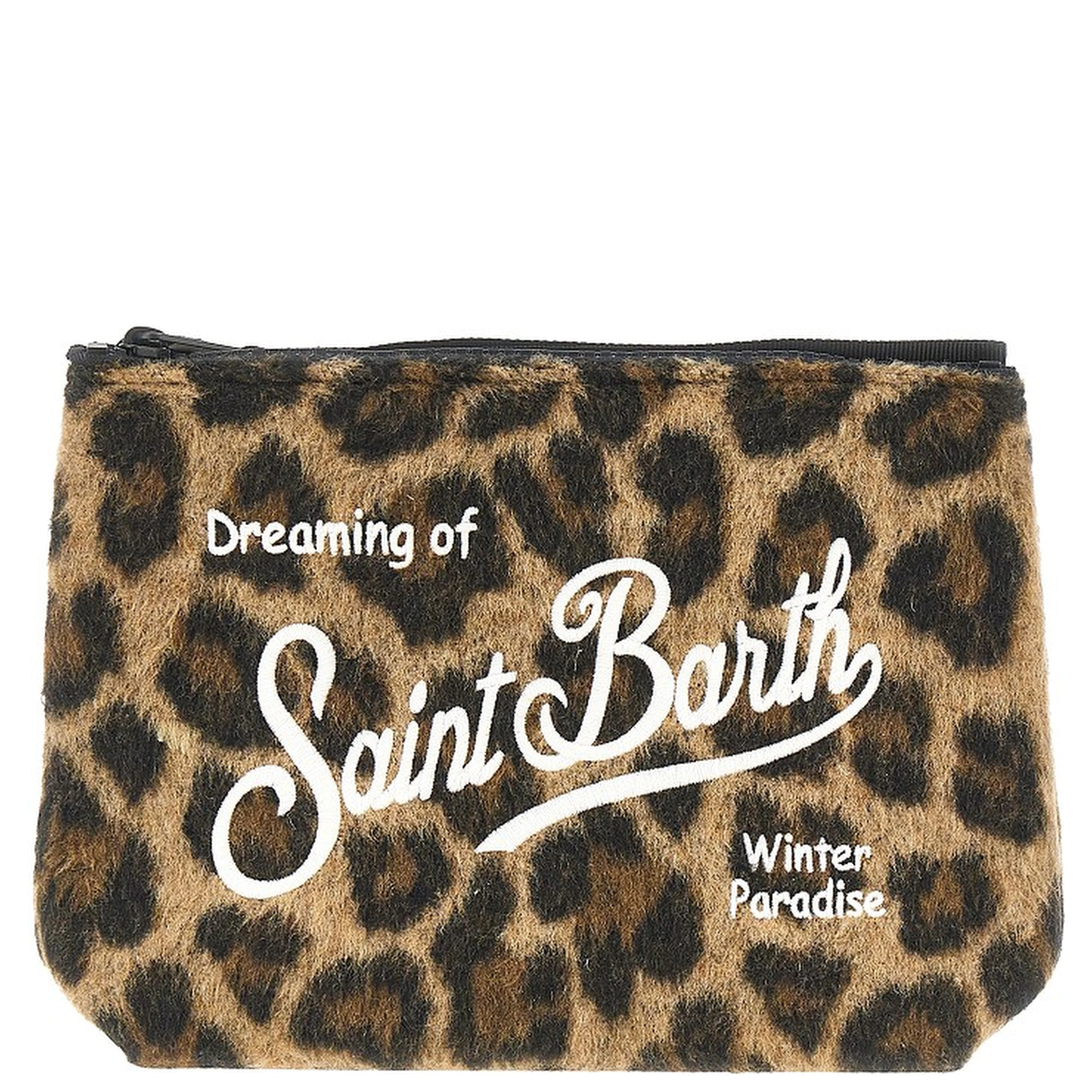 'Aline' leopard felt pouch