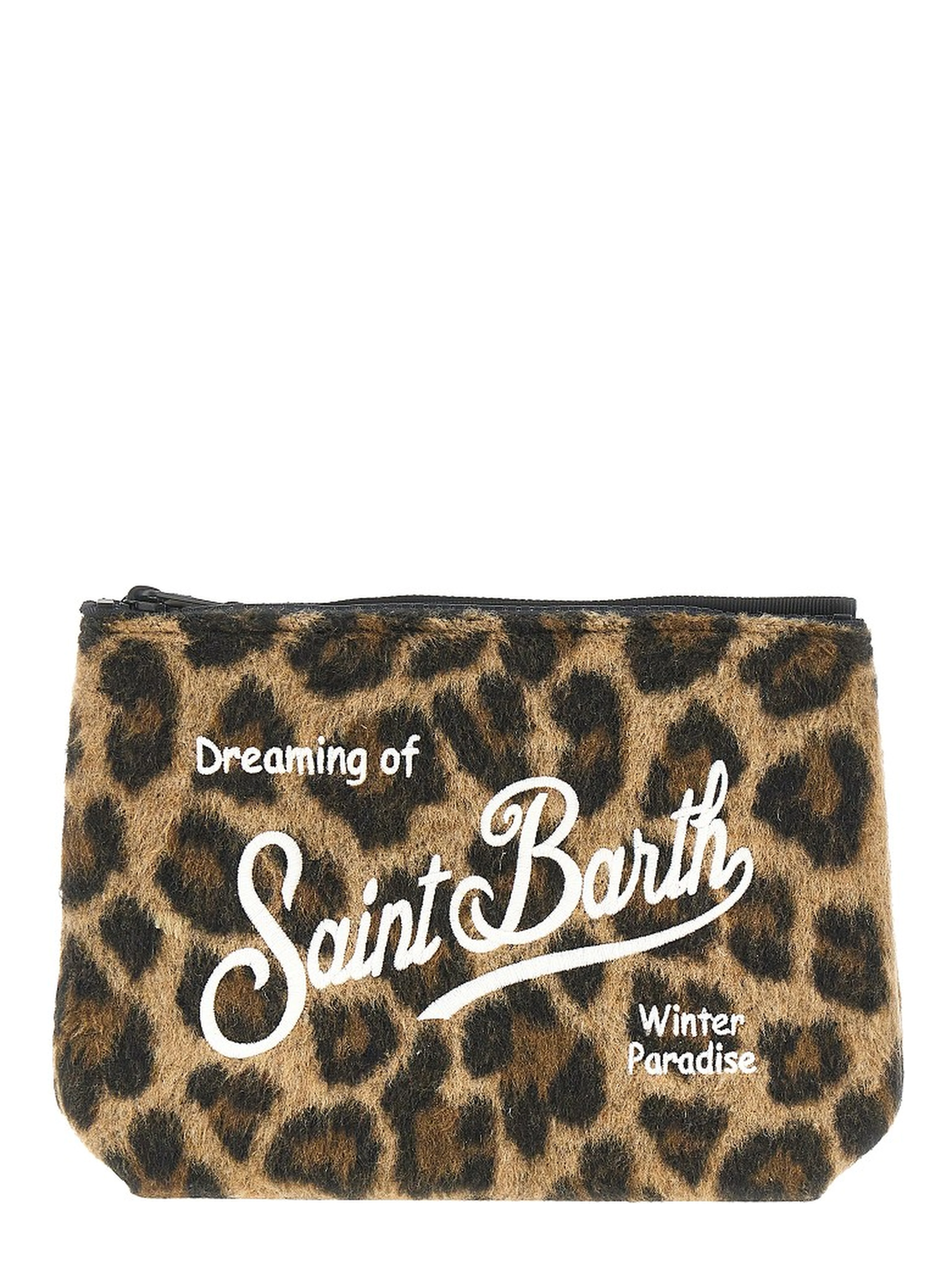 'Aline' leopard felt pouch