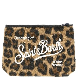 'Aline' leopard felt pouch