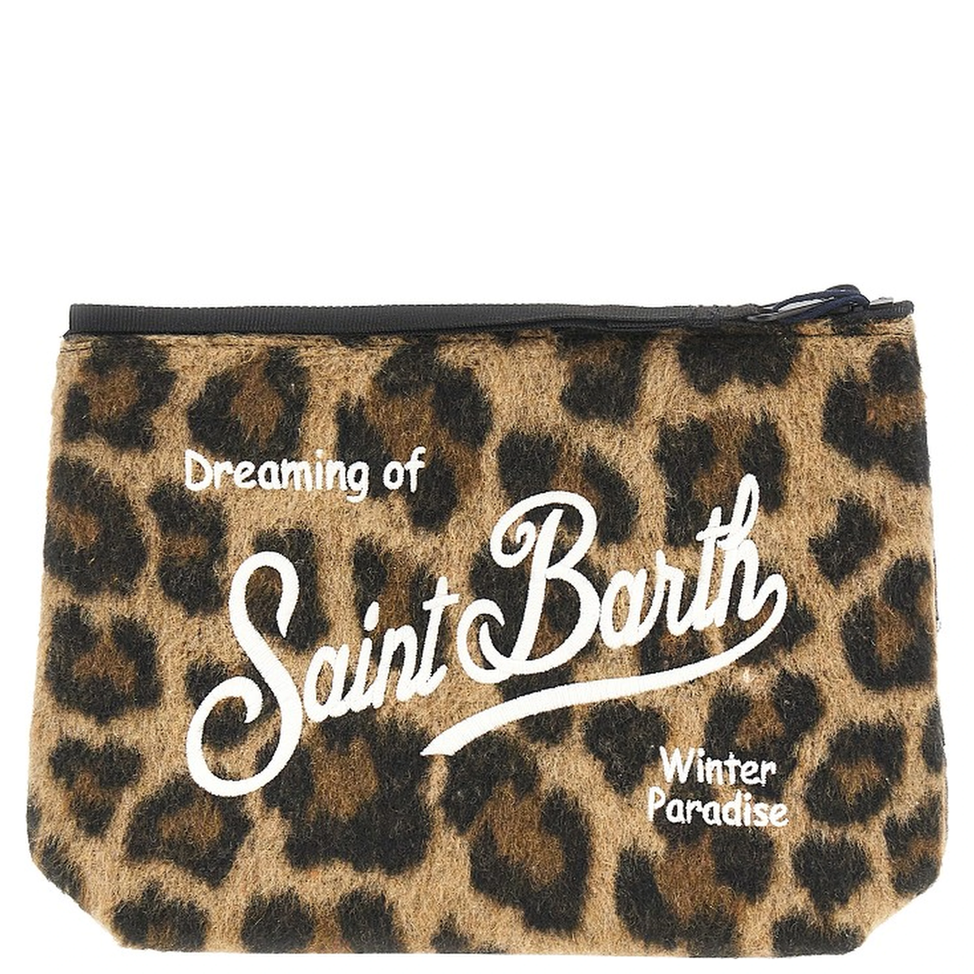 'Aline' leopard felt pouch