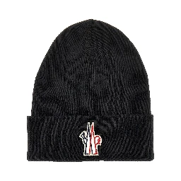 Logo patch wool beanie hat