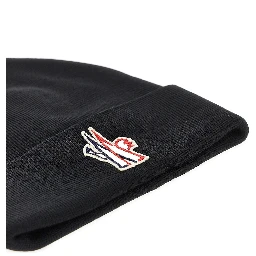 Logo patch wool beanie hat