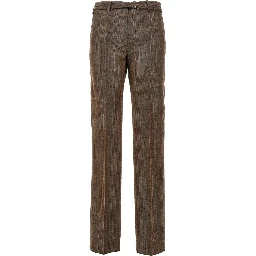 Wool straight pants with belt