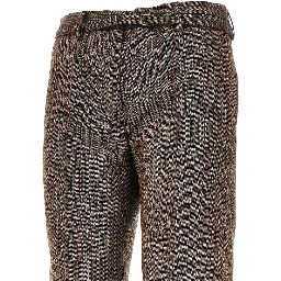 Wool straight pants with belt