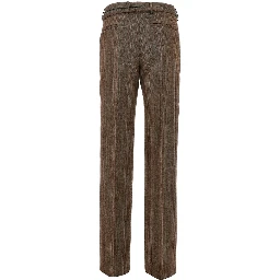Wool straight pants with belt
