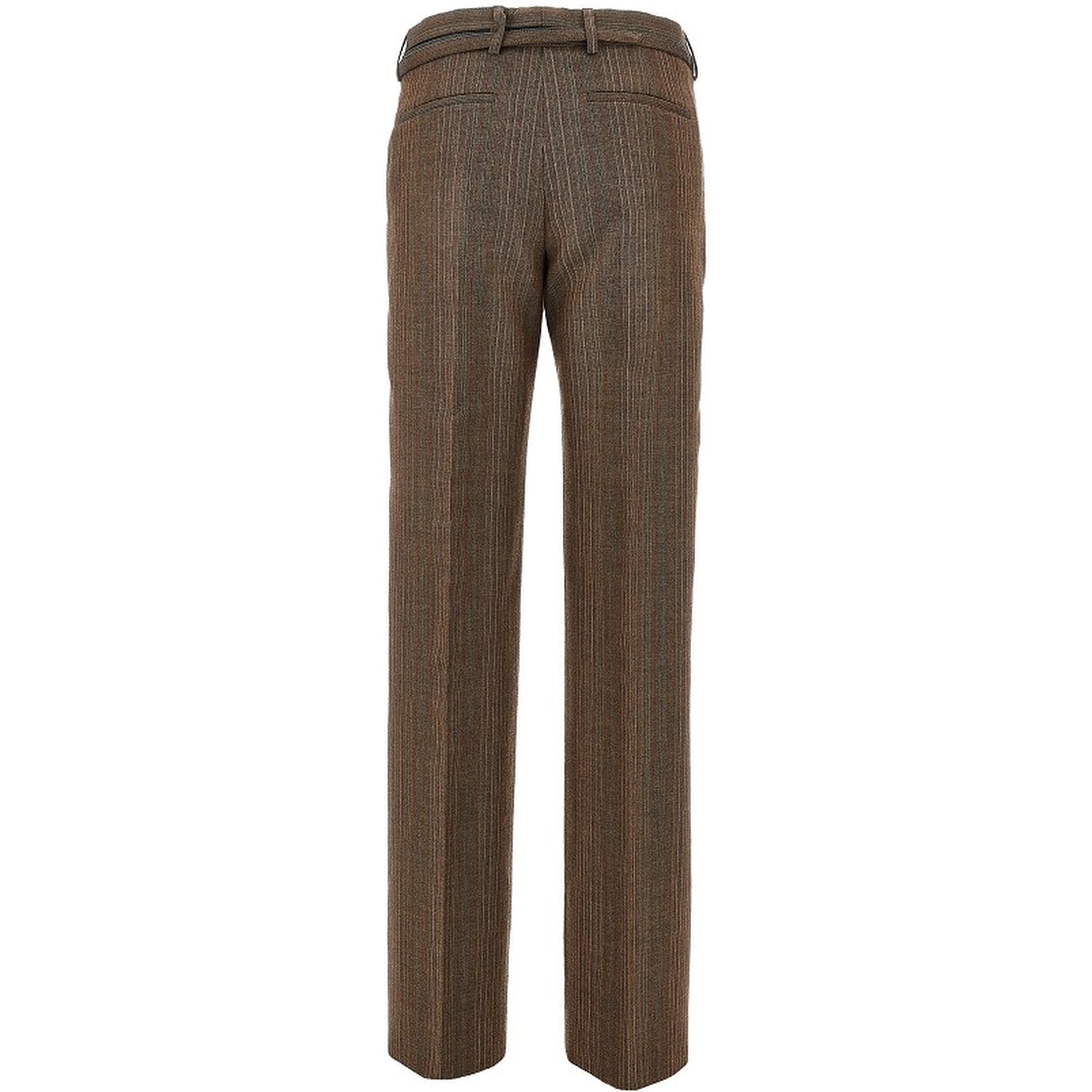 Wool straight pants with belt
