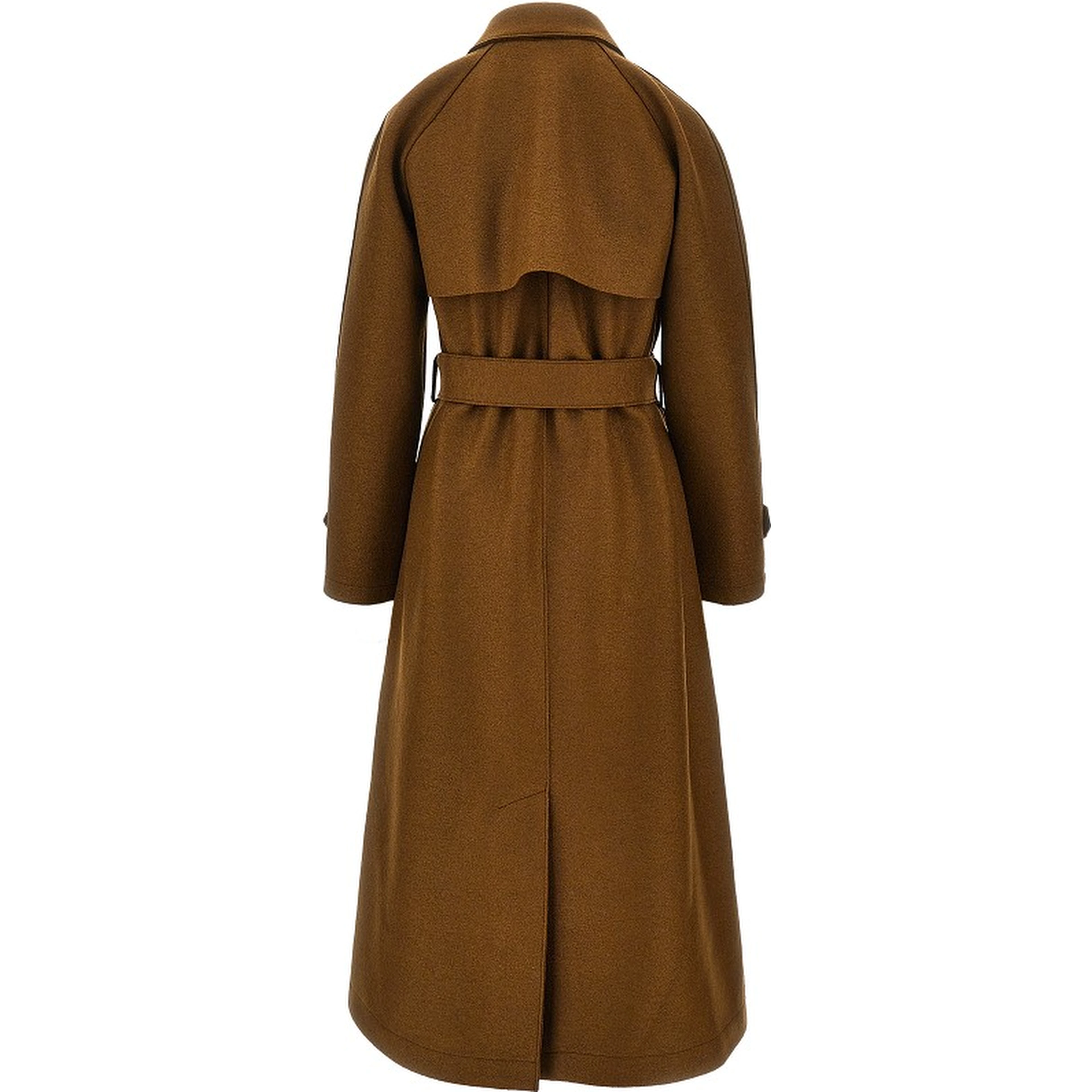 Pressed wool long trench coat