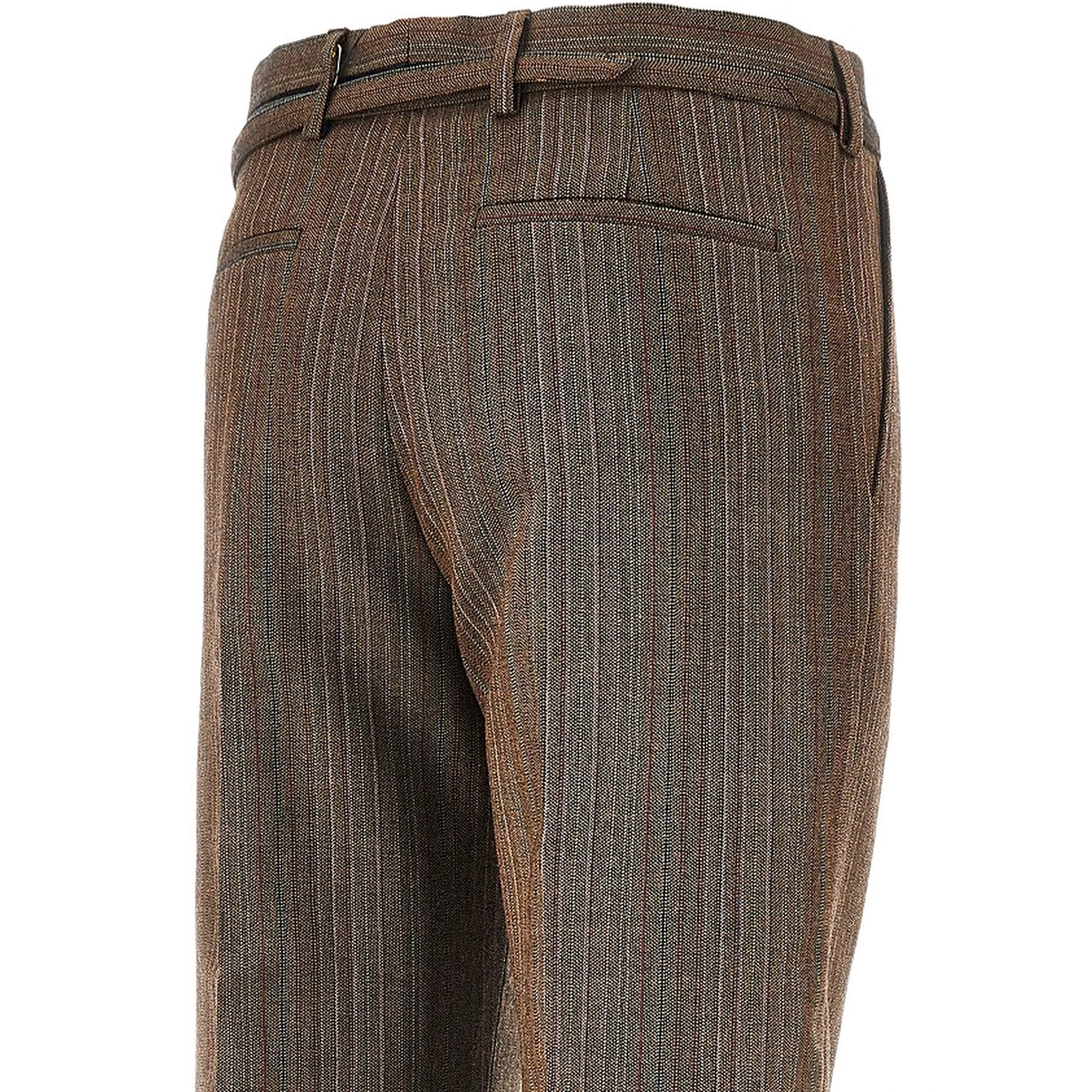Wool straight pants with belt
