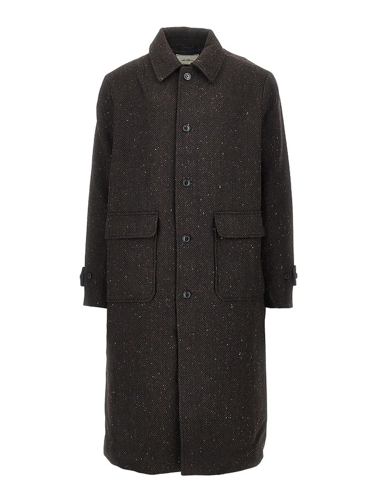 Herringbone wool-blend coat
