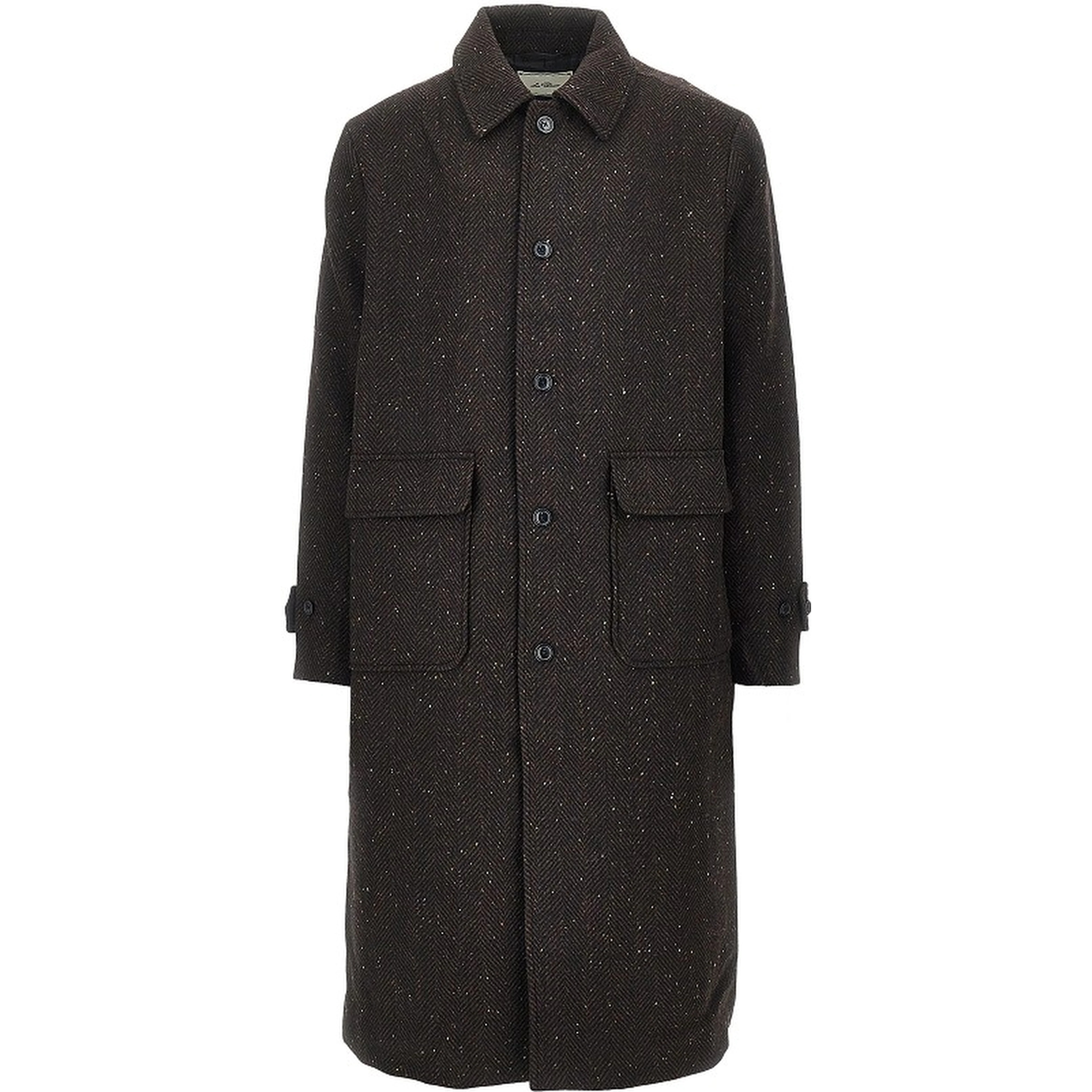 Herringbone wool-blend coat