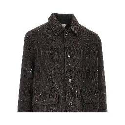 Herringbone wool-blend coat