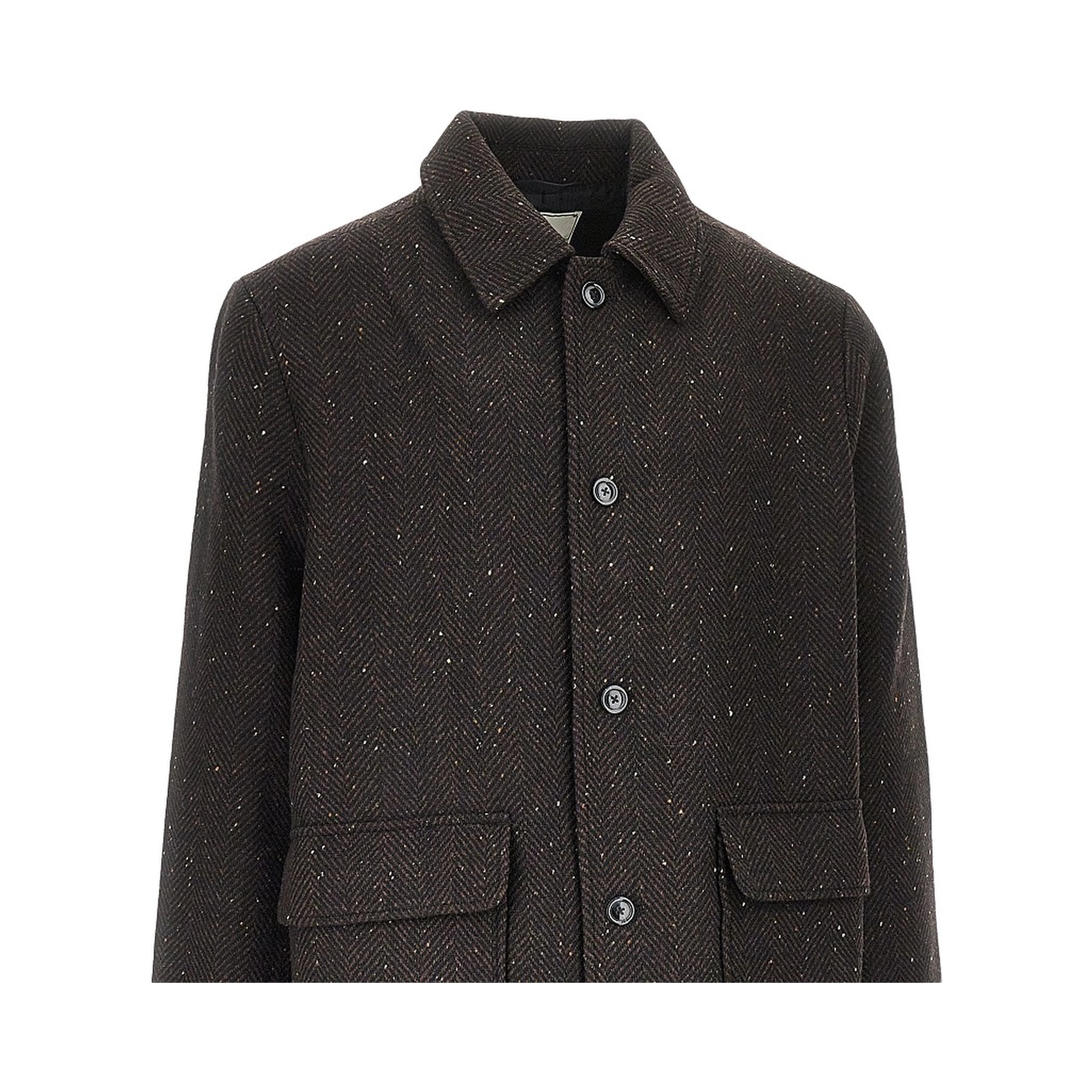 Herringbone wool-blend coat