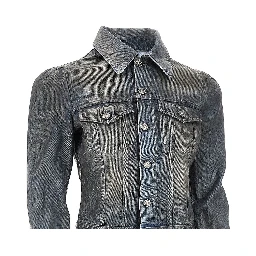 Waxed denim jacket with puff sleeves