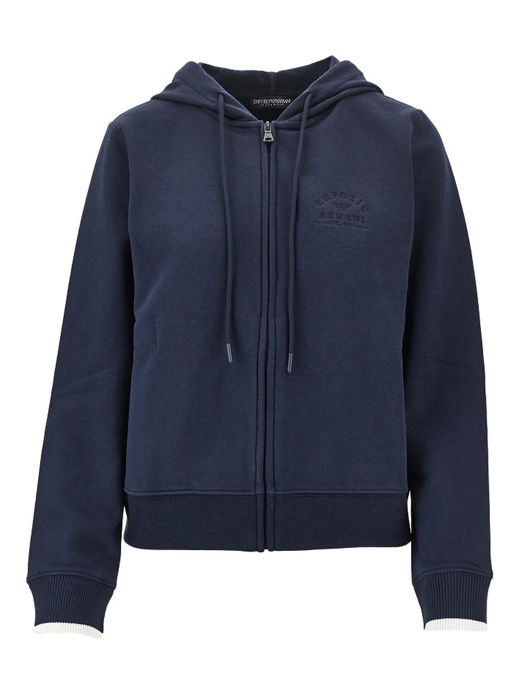 Logo embroidery full-zip hoodie