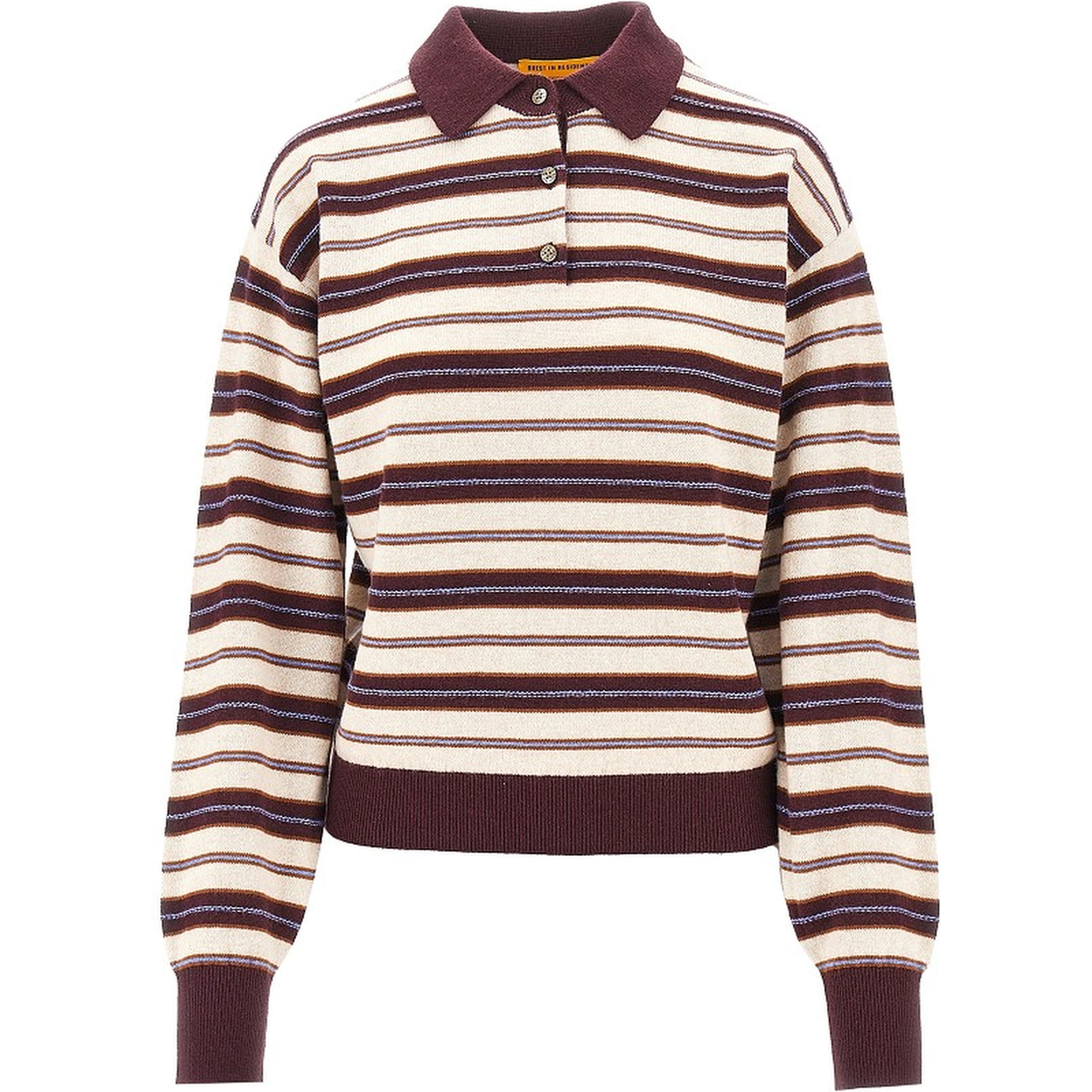 'Collegiate' striped cashmere polo shirt