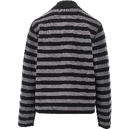 Self-tie closure striped wool cardigan
