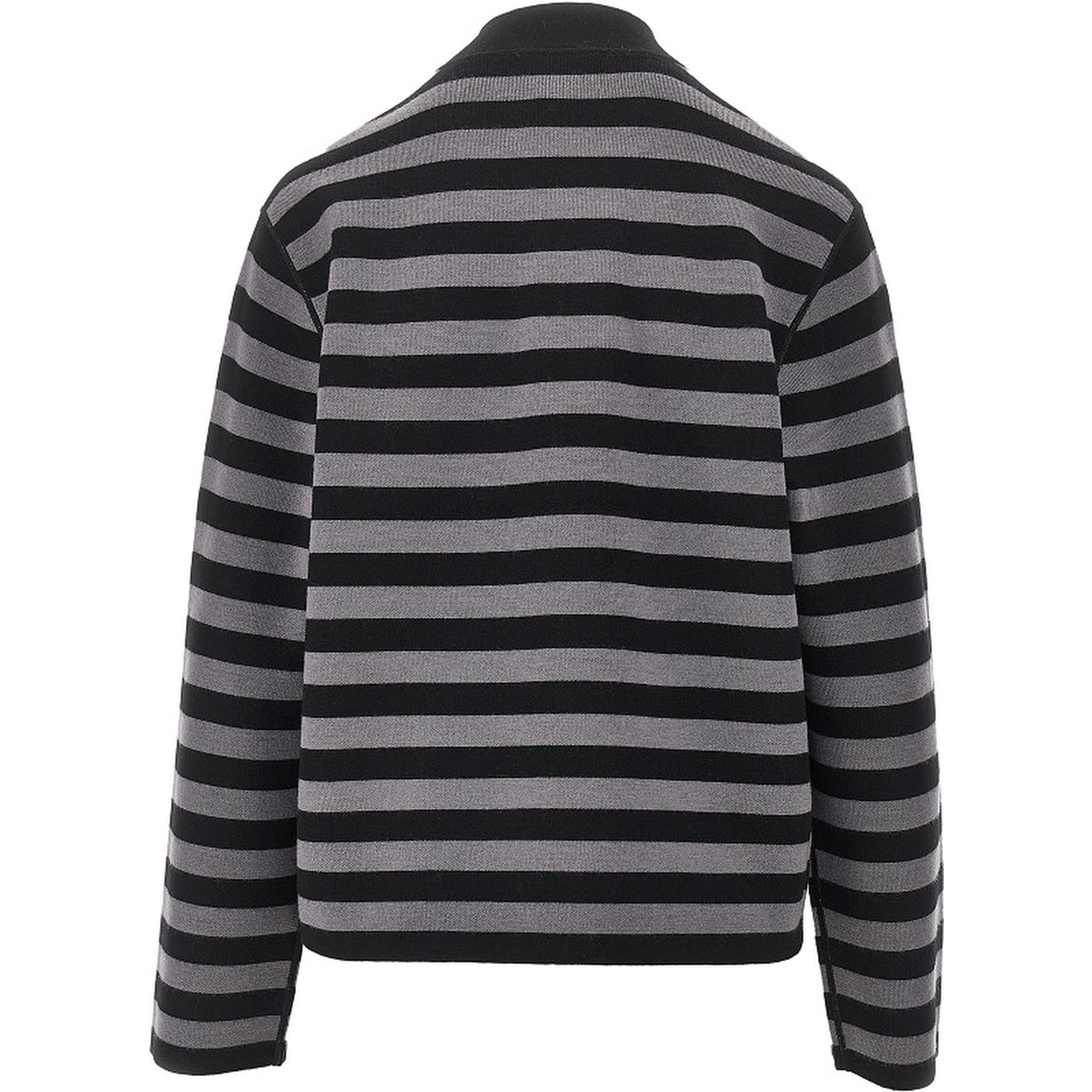 Self-tie closure striped wool cardigan