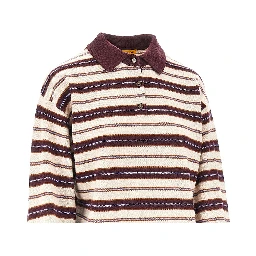 'Collegiate' striped cashmere polo shirt