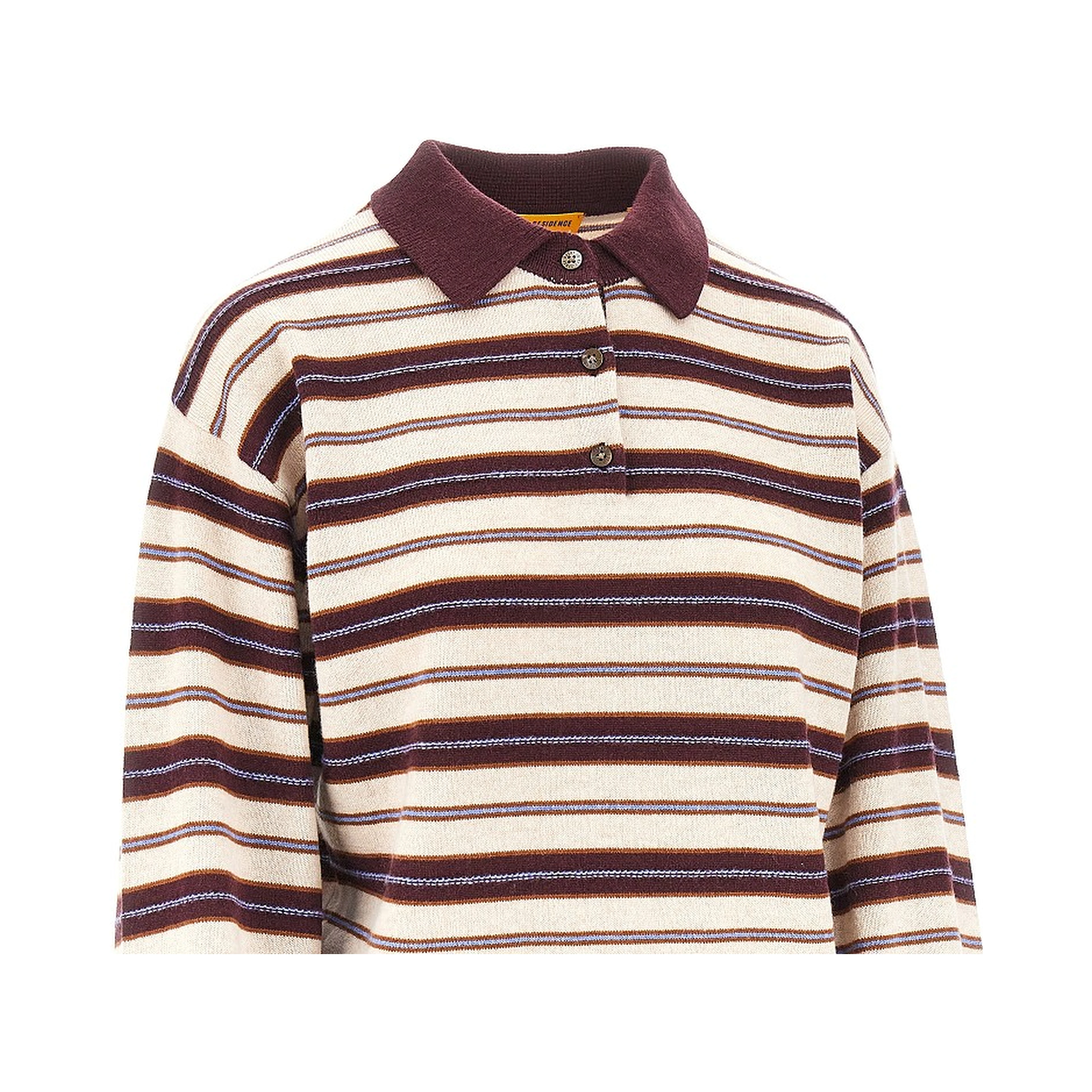 'Collegiate' striped cashmere polo shirt