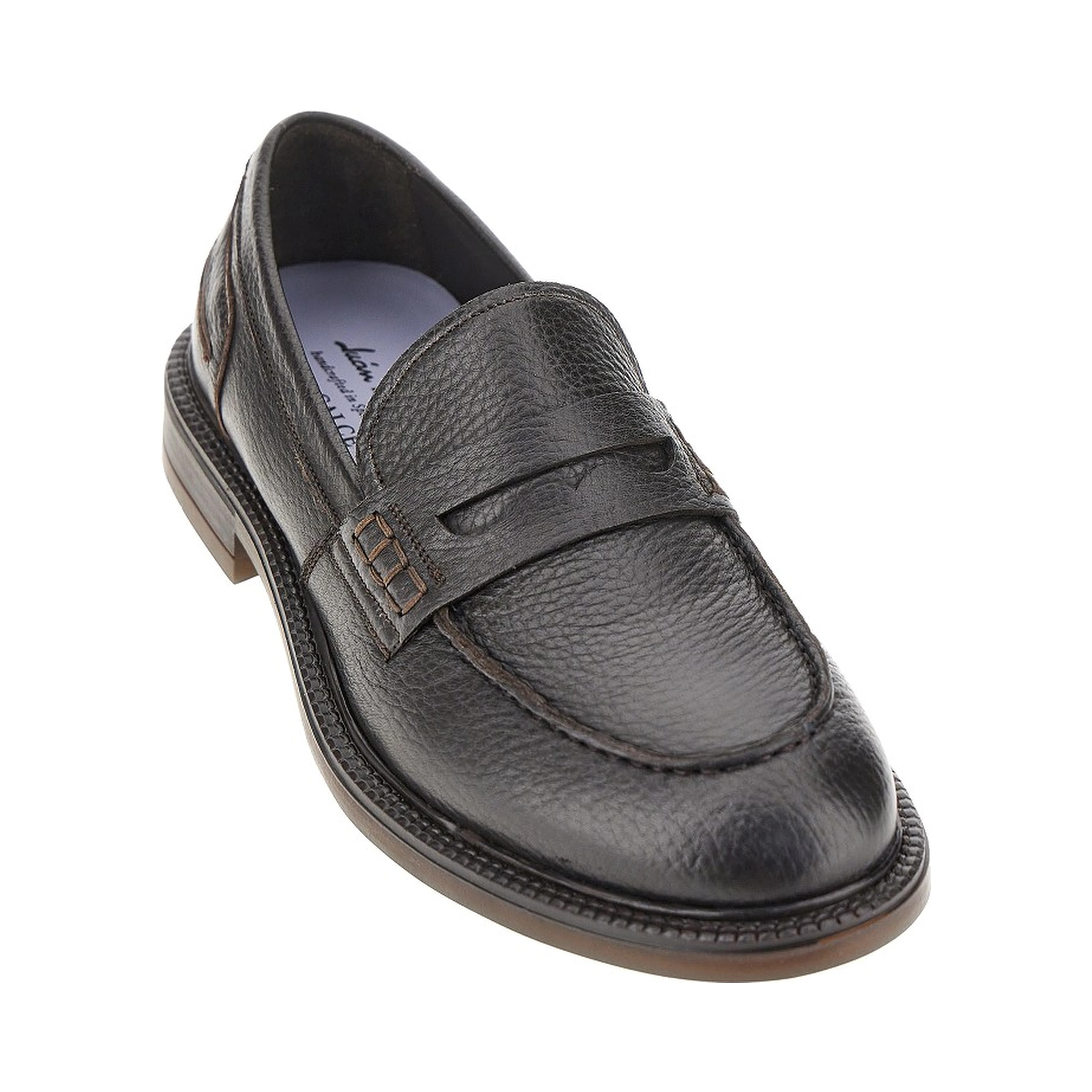 Grained leather loafers