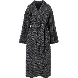 Reversible double-breasted coat with belt