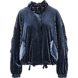 Chenille blouson jacket with gathered neck