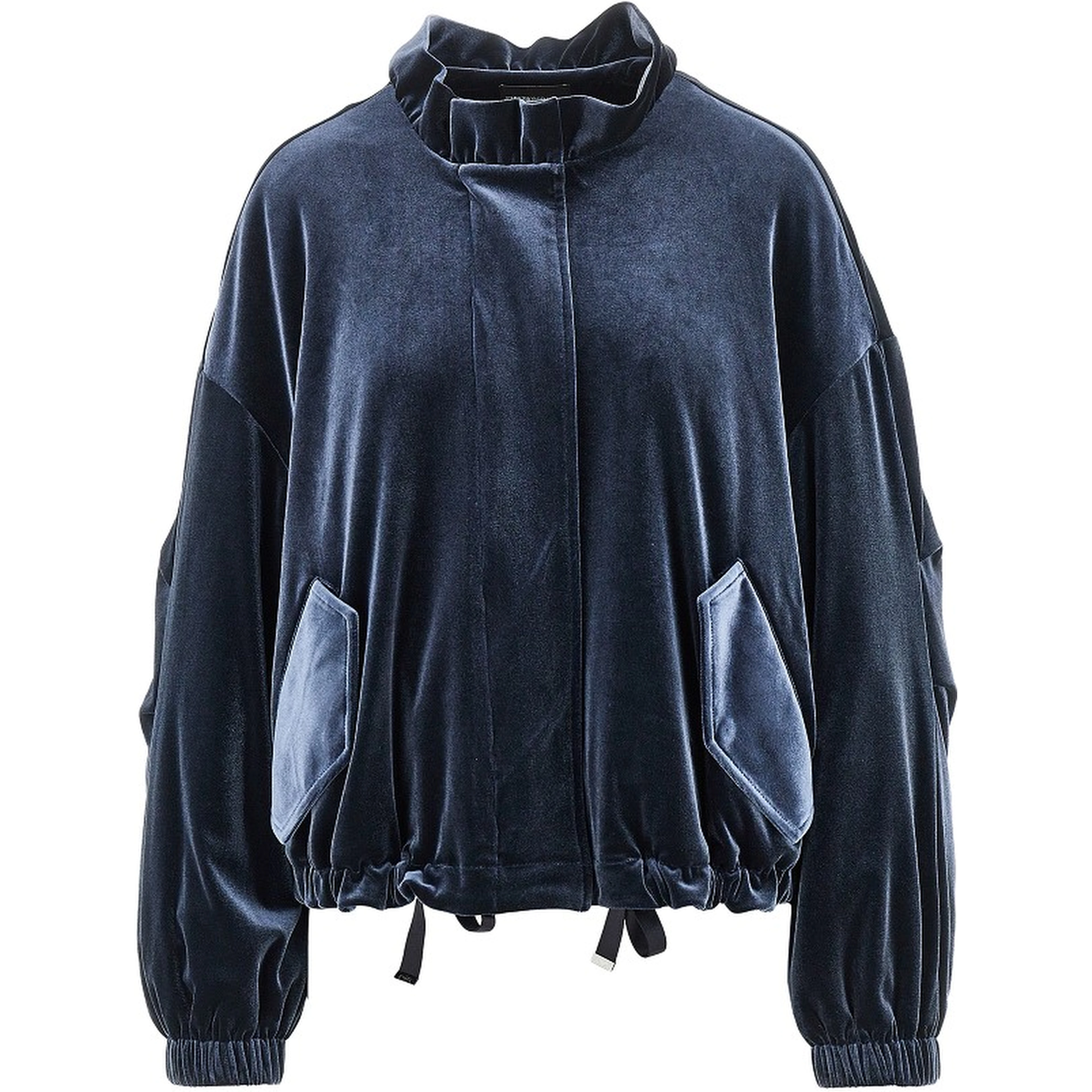 Chenille blouson jacket with gathered neck